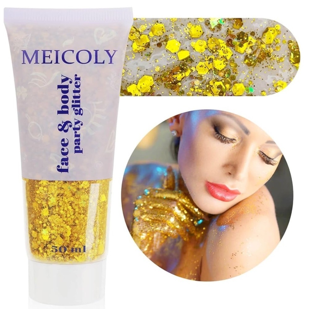 Gold Face & Body Glitter festival rave edc chunky gold glitter 50 ml